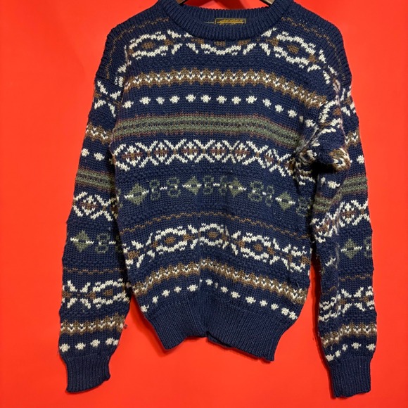 Eddie Bauer Men's Fair Isle Sweater Blue Size M - Picture 2 of 6